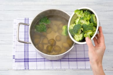 Add your broccoli to the potatoes