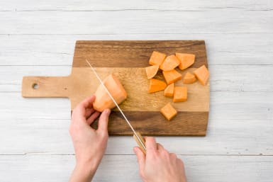Chop your sweet potato