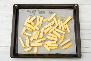 Put your swede chips on a baking tray