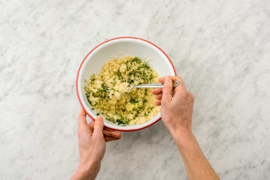 Combine couscous, butter and parsley