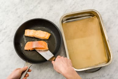 Place salmon on a lined baking tray