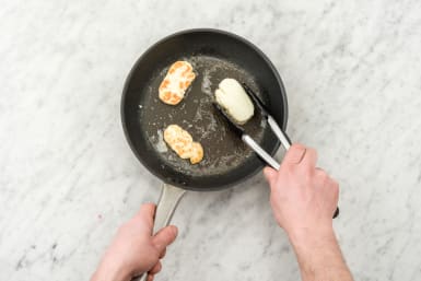 Cook the haloumi on both sides
