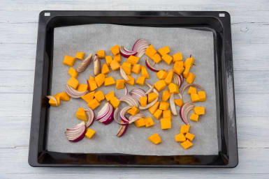 Cook the sweet potato and red onion