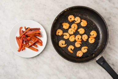 COOK PEPPERS & SHRIMP