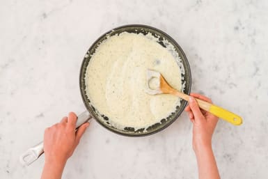 Cook the creamy dill sauce