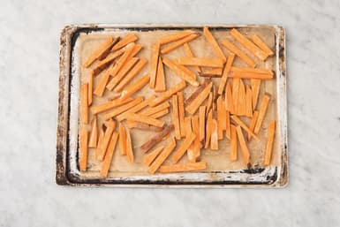 Bake the sweet potato fries