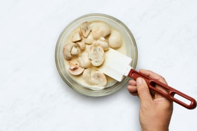 Mix Batter & Coat Mushrooms