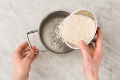 Cook rice and start prep