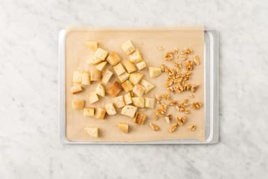 Make croutons and toast walnuts
