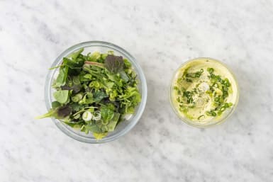 Make salad and green goddess sauce