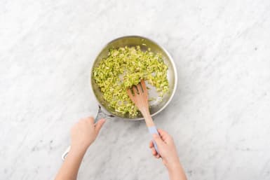 Cook the shredded Brussels sprouts