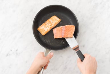Cook the salmon on each side