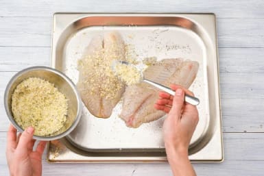 Top the fish with panko