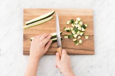 Chop the courgettes into chunks