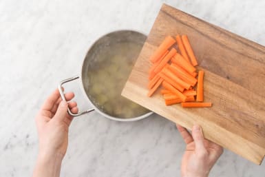 Finish carrots and potatoes