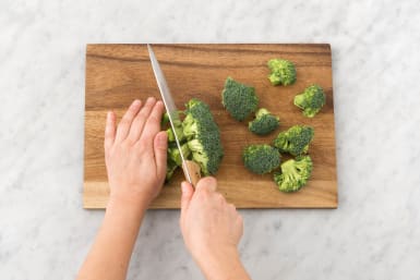 Chop the broccoli into florets