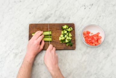 Make the cucumber-mint salsa