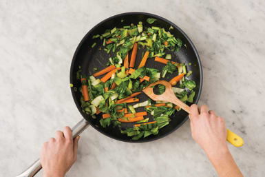 Cook the carrot & greens