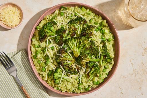 Creamy Shrimp Pesto Risotto with Broccoli