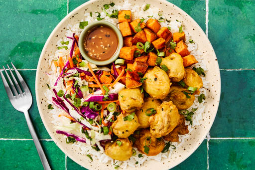 Tempura Mushroom & Sweet Potato Bowls
