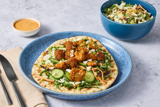 Low-Lift Romesco Falafel & Feta Wraps