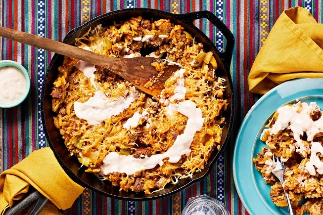 Cheesy Mexican Beef and Rice Skillet