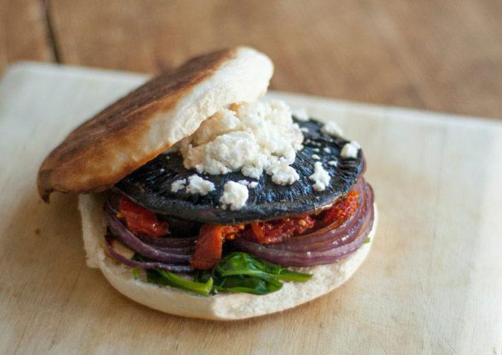 Mushroom Burgers With Feta And Wilted Spinach Recipe HelloFresh