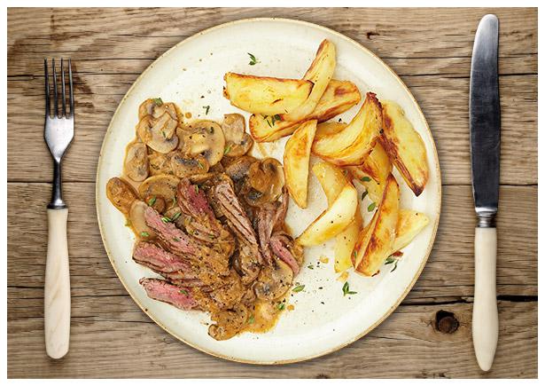 Zartes Rindersteak mit Crème fraîche-Champignon-Thymian-Soße Rezept ...