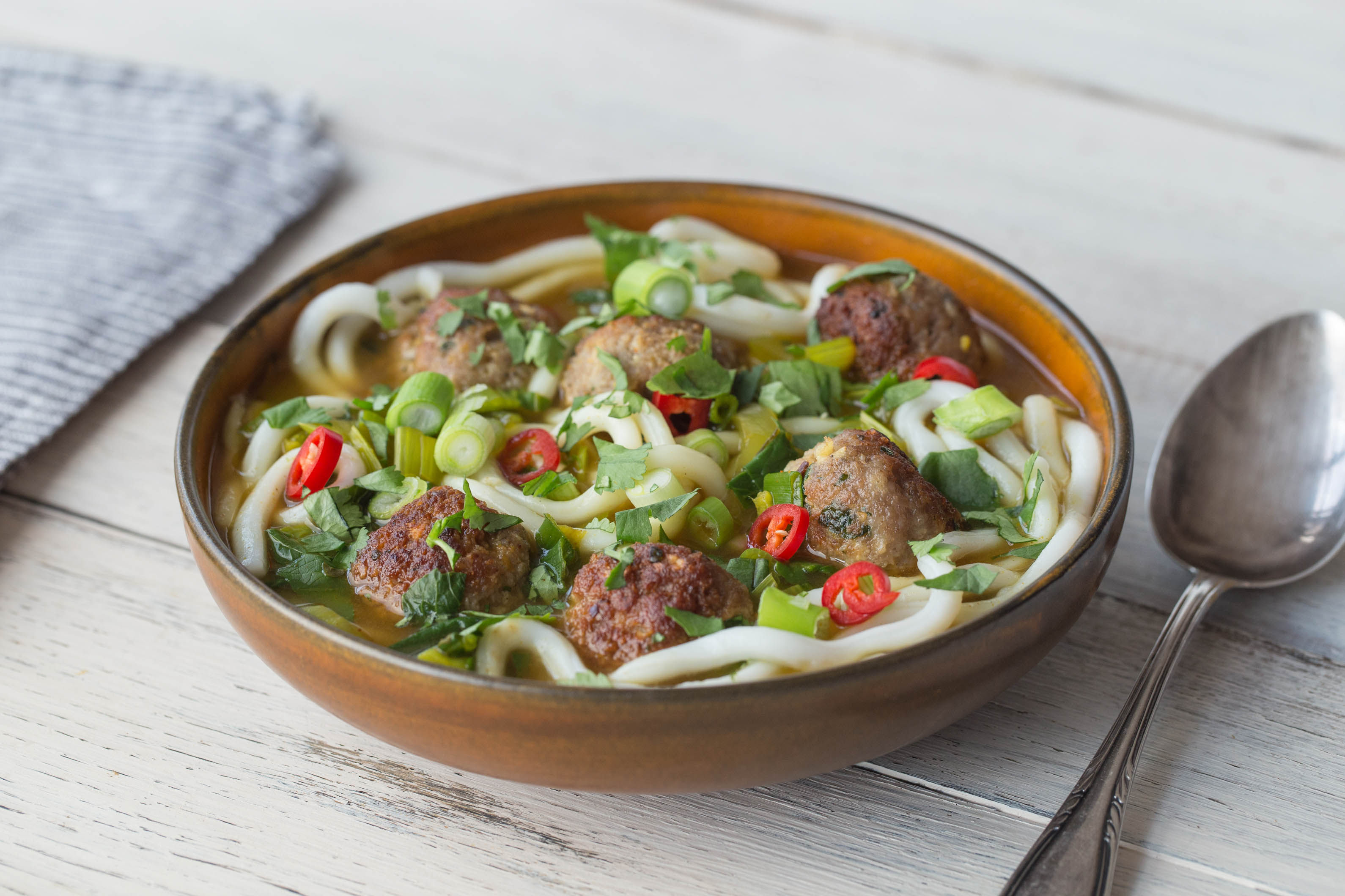 Ginger Pork Meatballs in Udon Noodle Soup Recipe HelloFresh