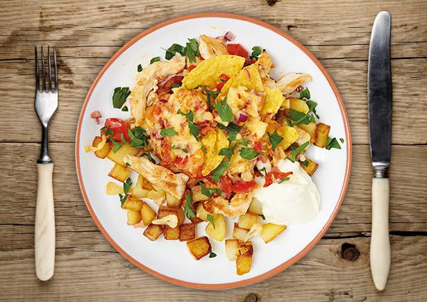 Mit Tortilla Chips, Salsa und Gouda überbackene Hähnchenbrust Rezept ...