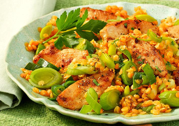 Hähnchen mit Balsamico-Linsen Rezept | HelloFresh