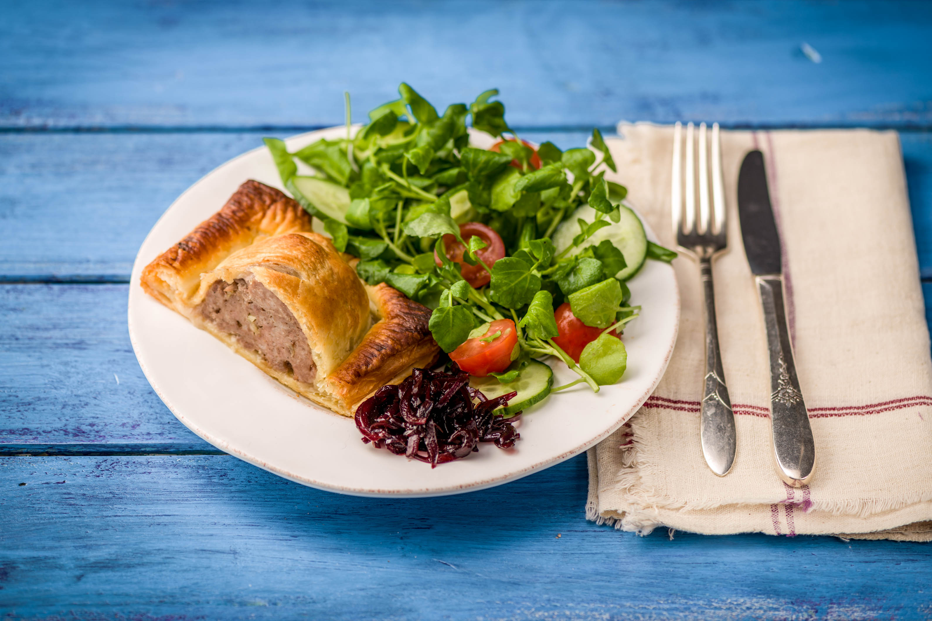 Sausage en Croute with Homemade Red Onion Marmalade Recipe HelloFresh