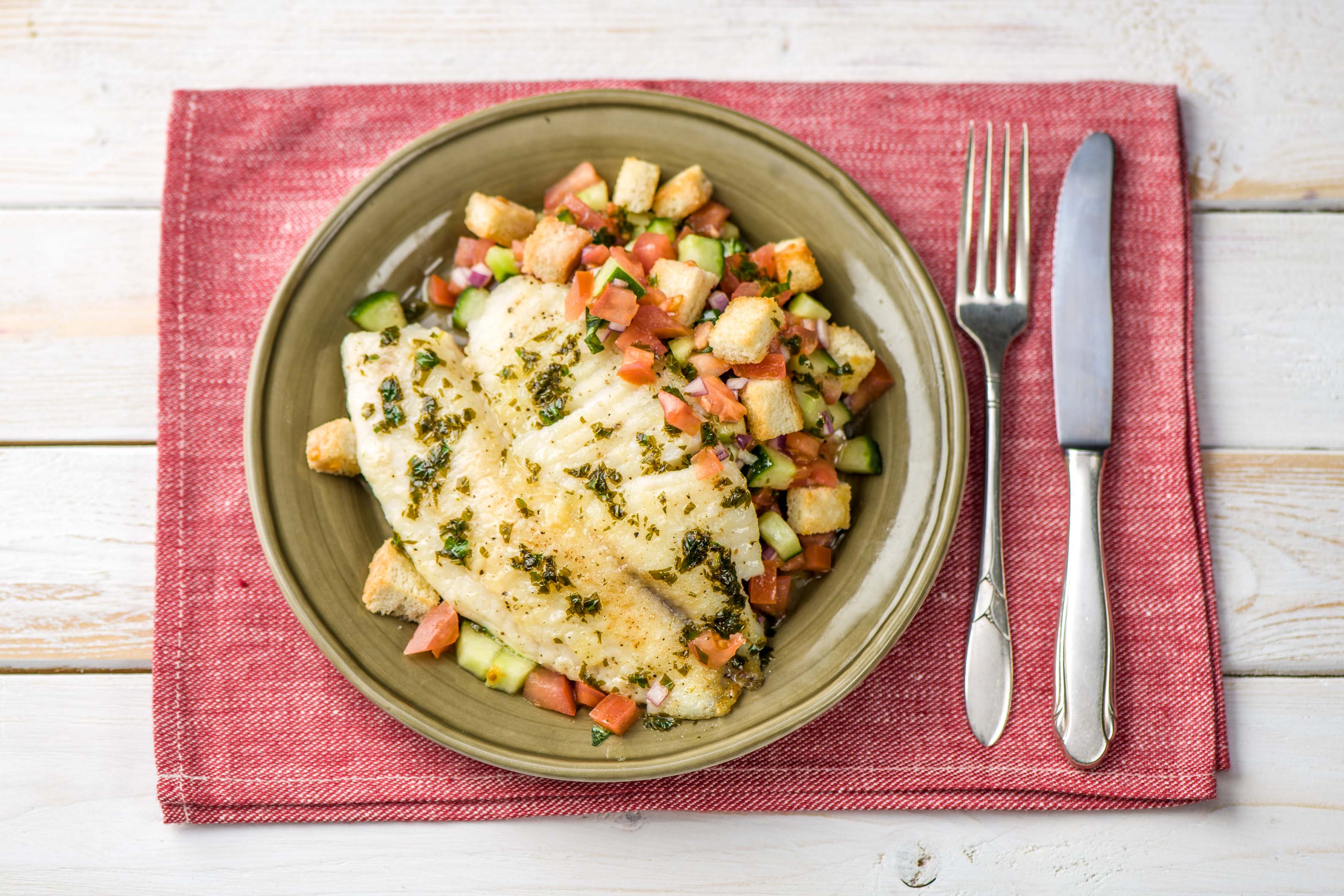 Pan Fried Tilapia with Panzanella Recipe HelloFresh