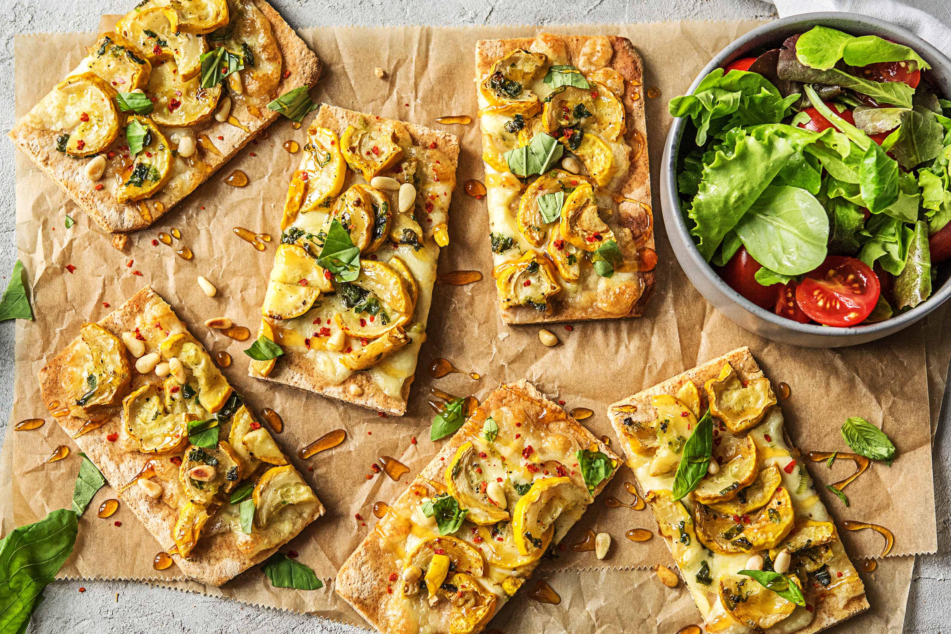 Squash and Mozzarella Flatbread Pizzas Recipe HelloFresh