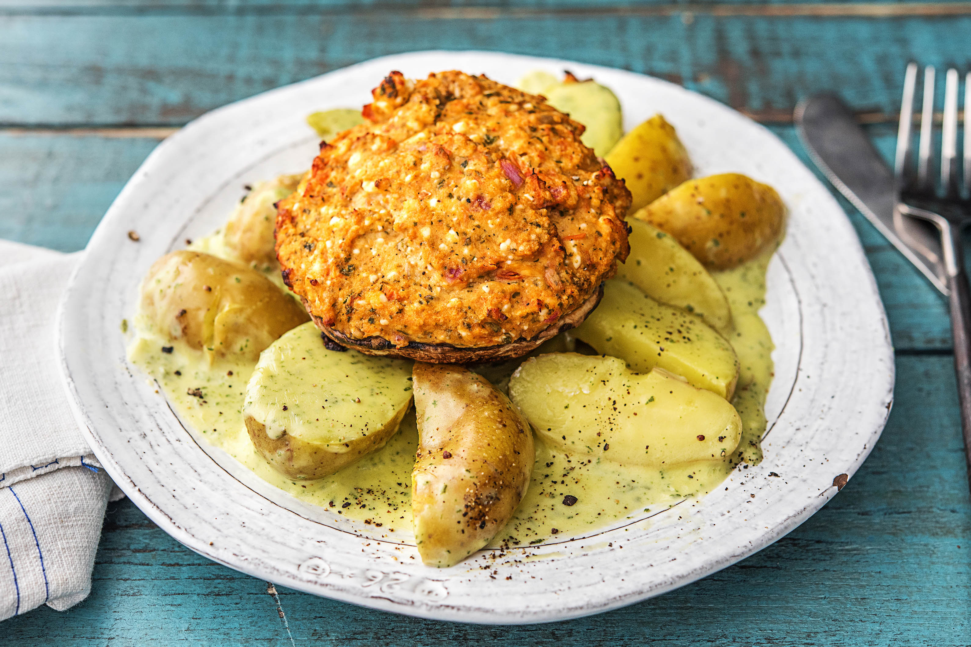 Mit Hirtenkäse gefüllte Portobello-Pilze Rezept | HelloFresh Mit Hirtenkäse gefüllte Portobello-Pilze Rezept | HelloFresh