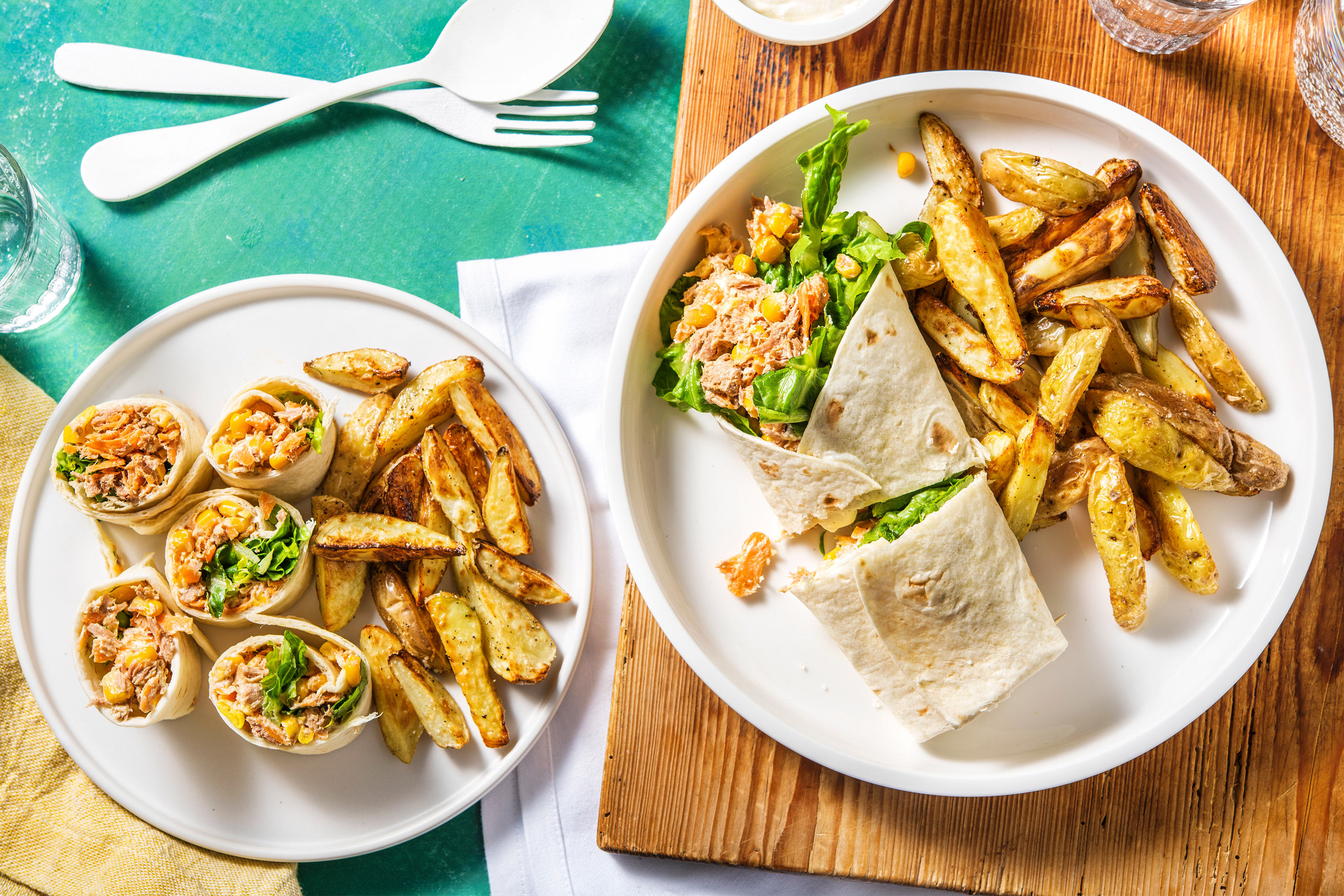 wraps mit thunfisch und mais