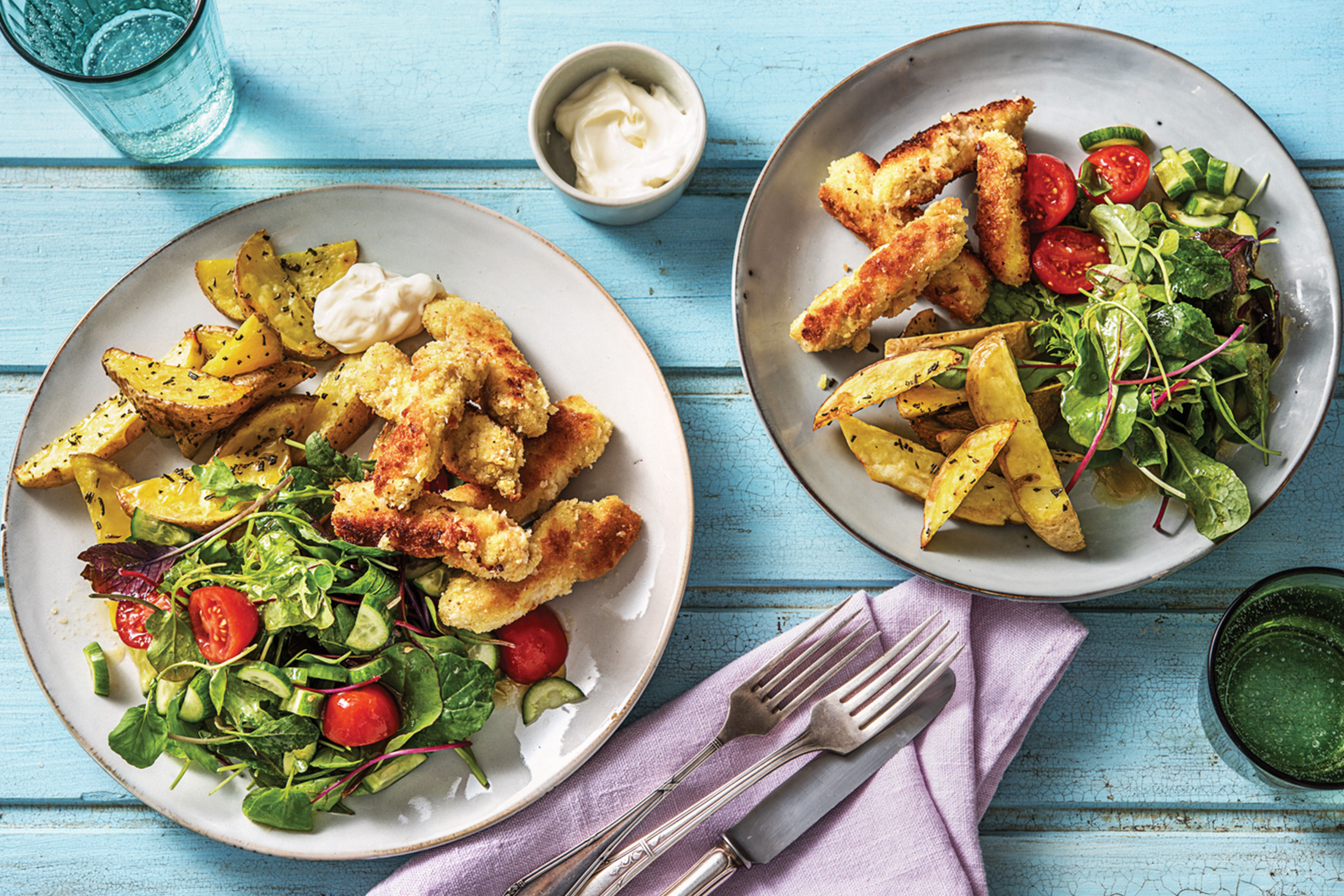 Crumbed Pork Bites & Rosemary Wedges Recipe HelloFresh