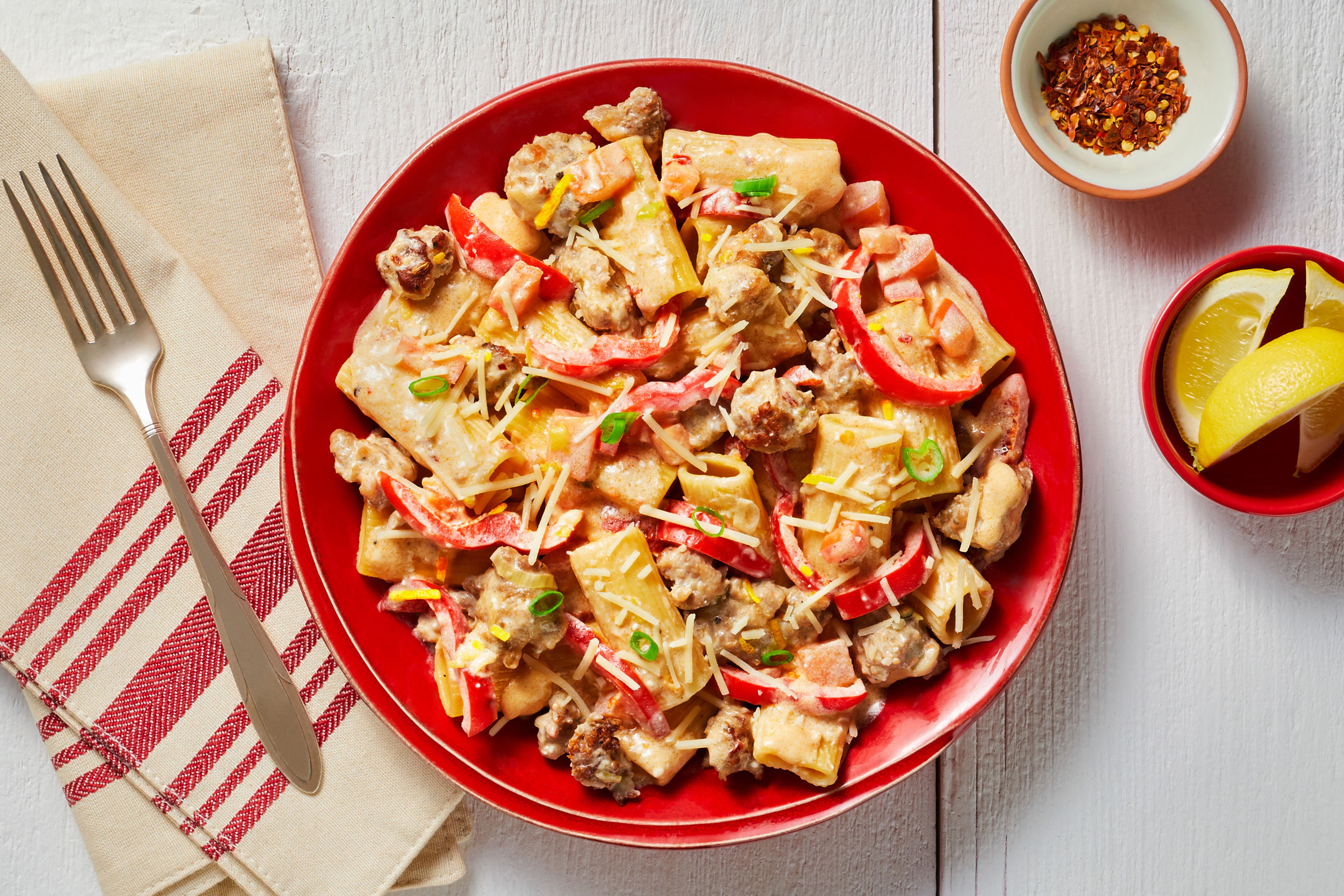Chicken Sausage Rigatoni in Cream Sauce