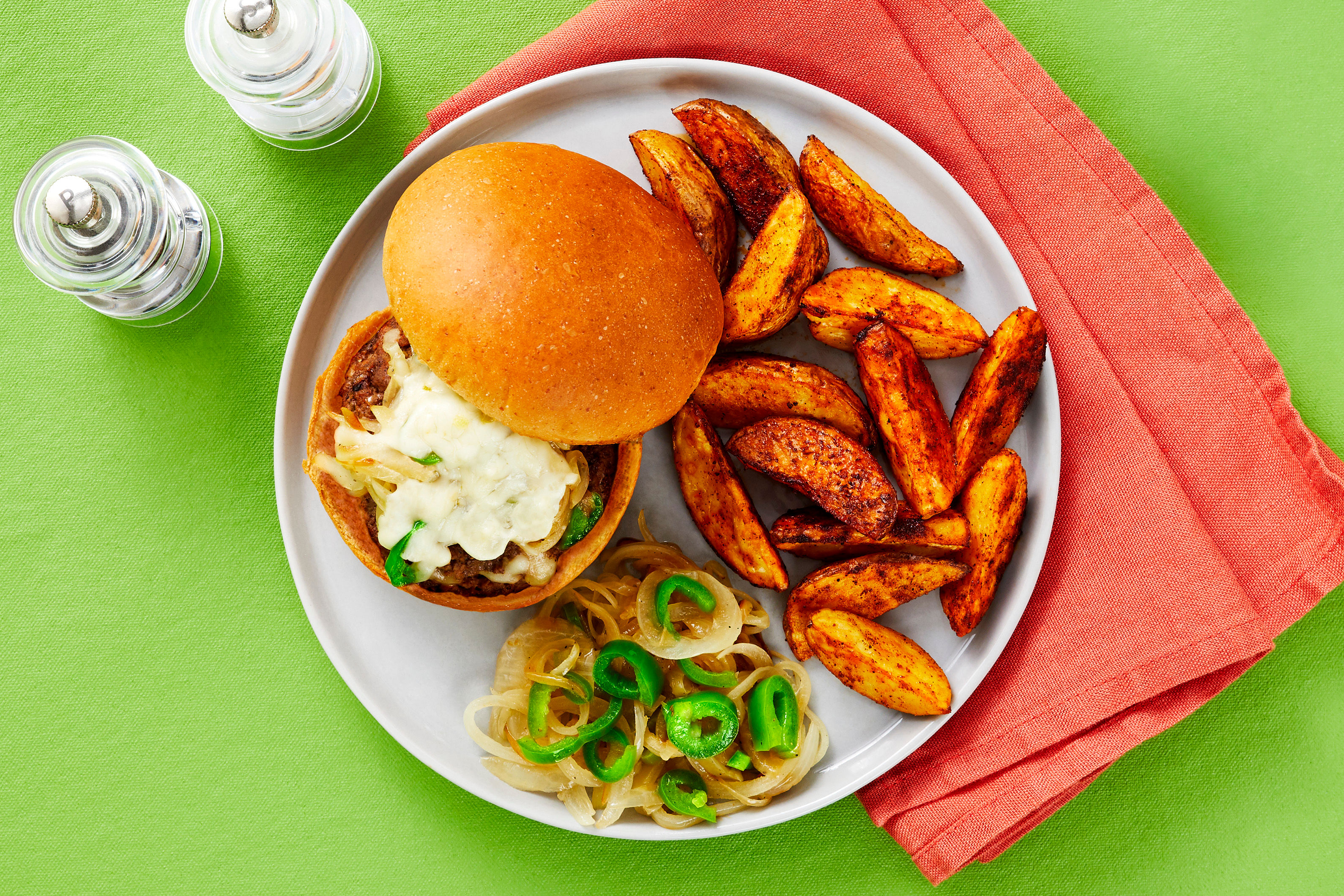 Smothered Pepper Jack Burgers