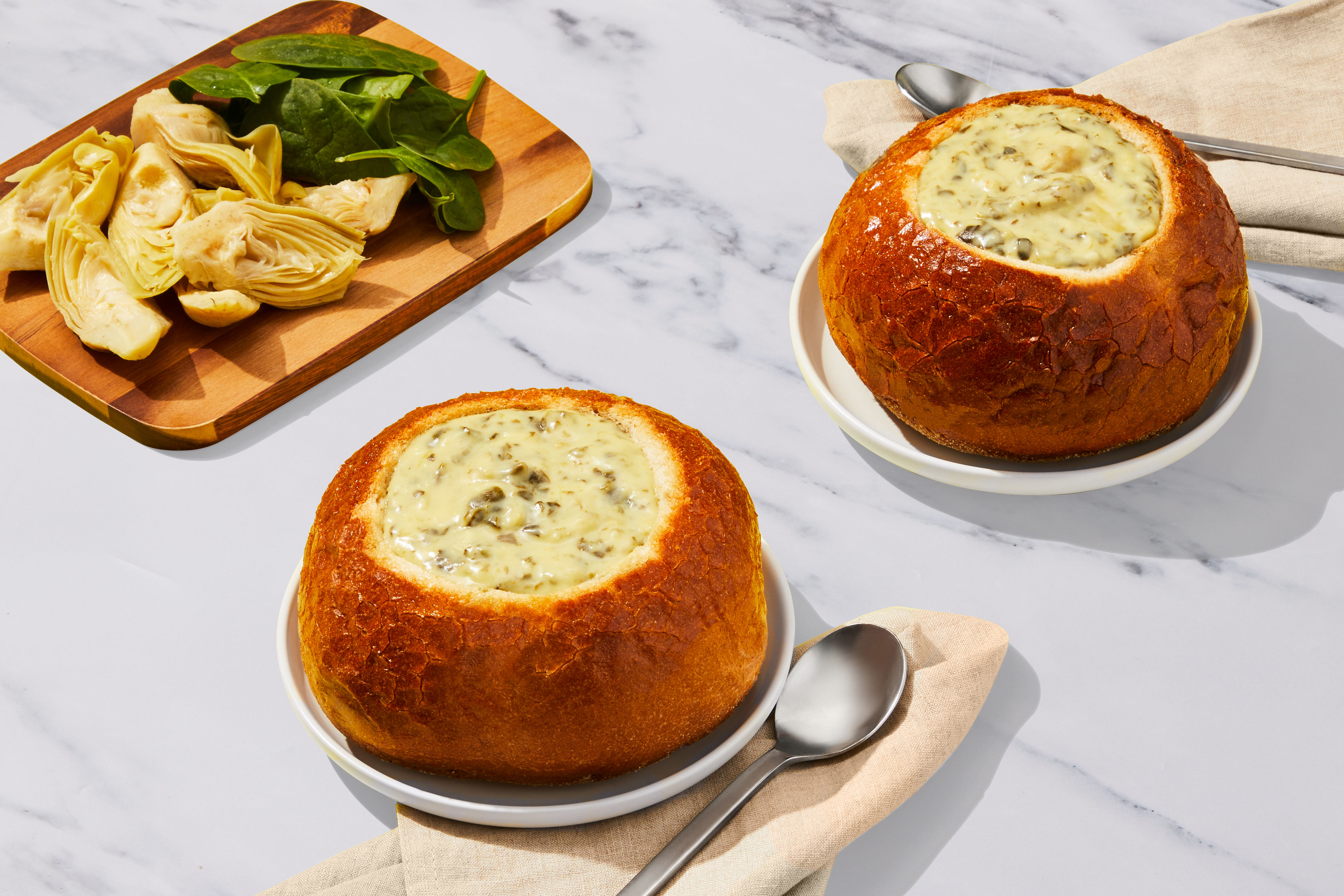 Spinach Artichoke Dip in a Bread Bowl Recipe | HelloFresh