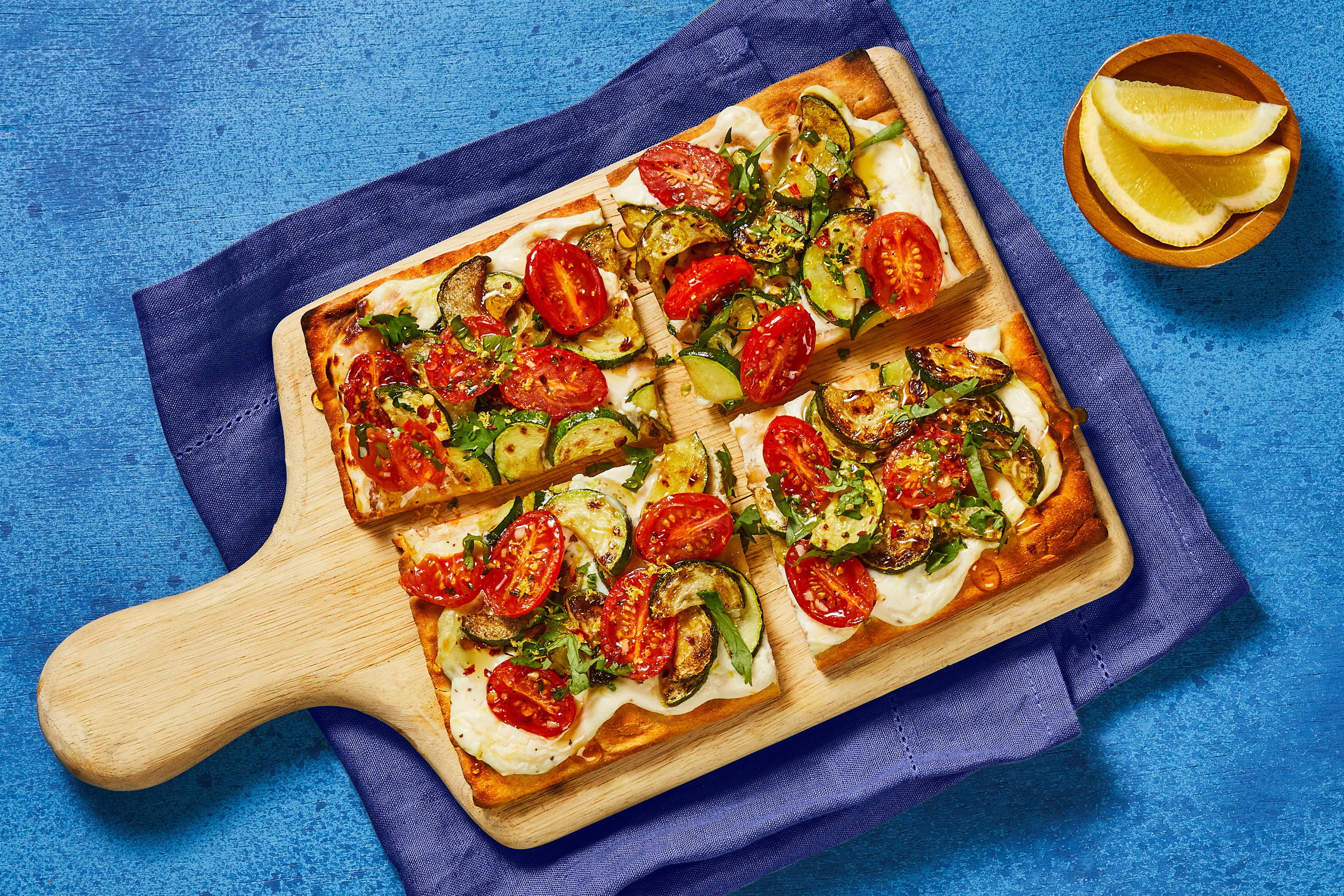 Chicken, Zucchini & Tomato Flatbreads