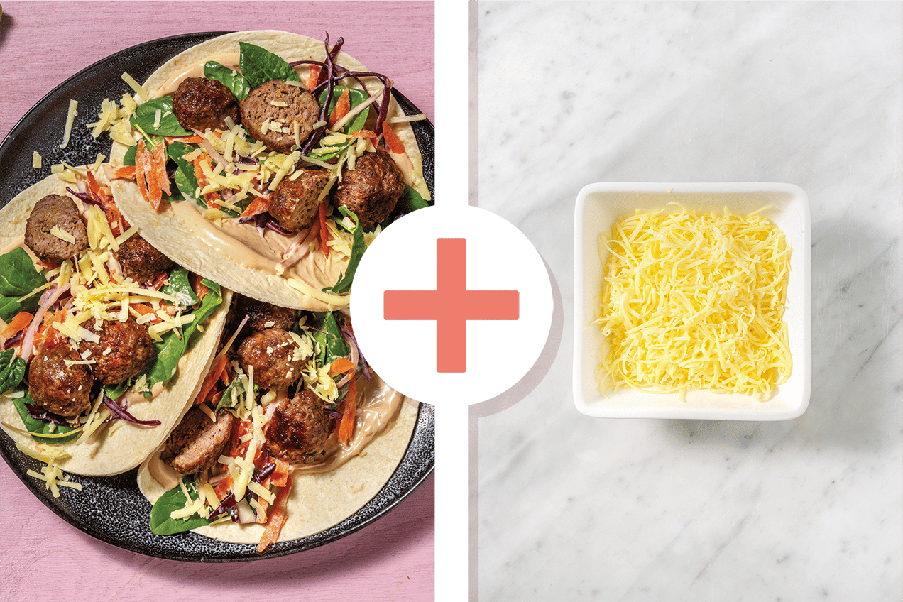 Quick Smokey Beef & Double Cheddar Meatball Tacos Recipe HelloFresh