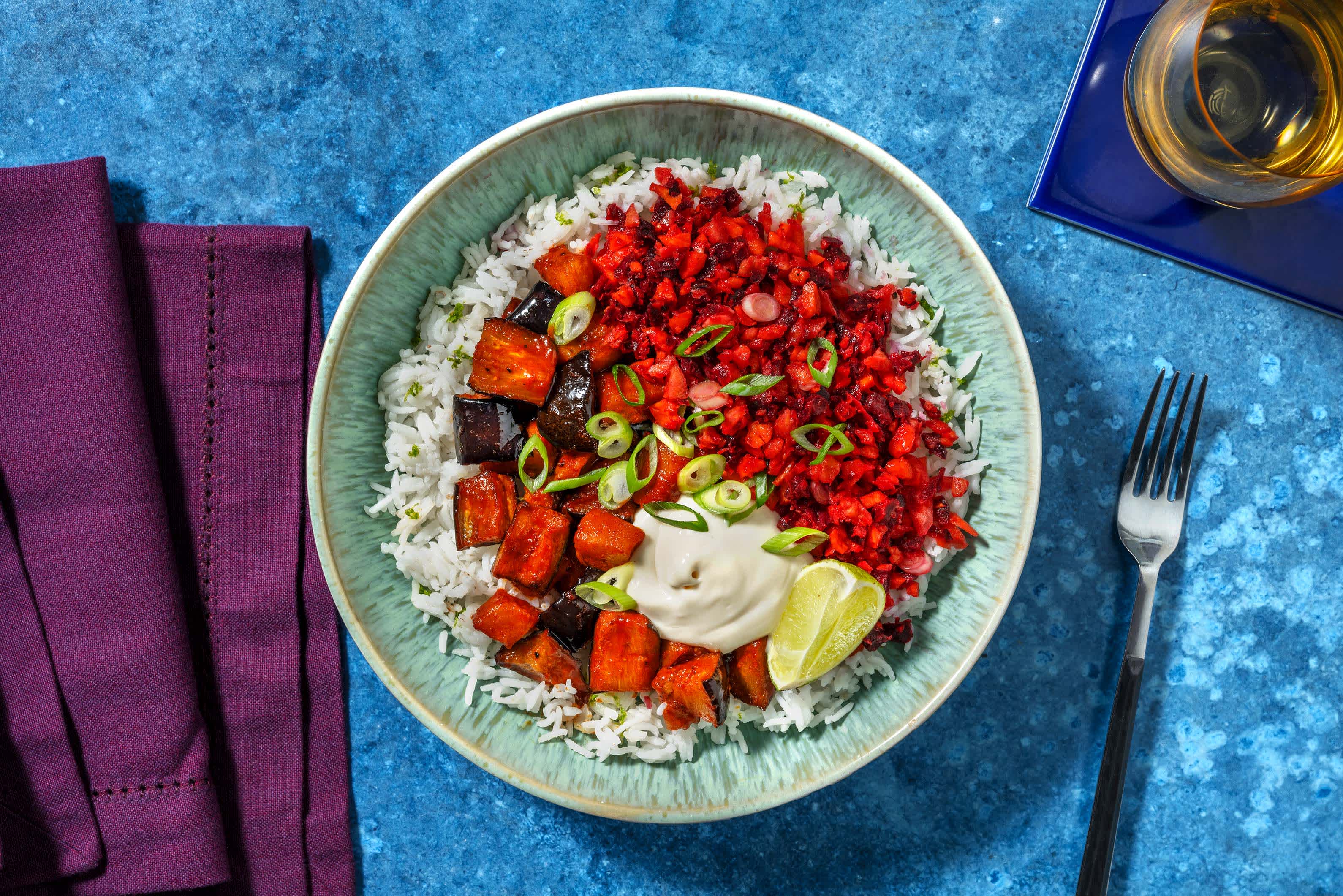 Scharfe Gochujang-Auberginen-Bowl Rezept | HelloFresh