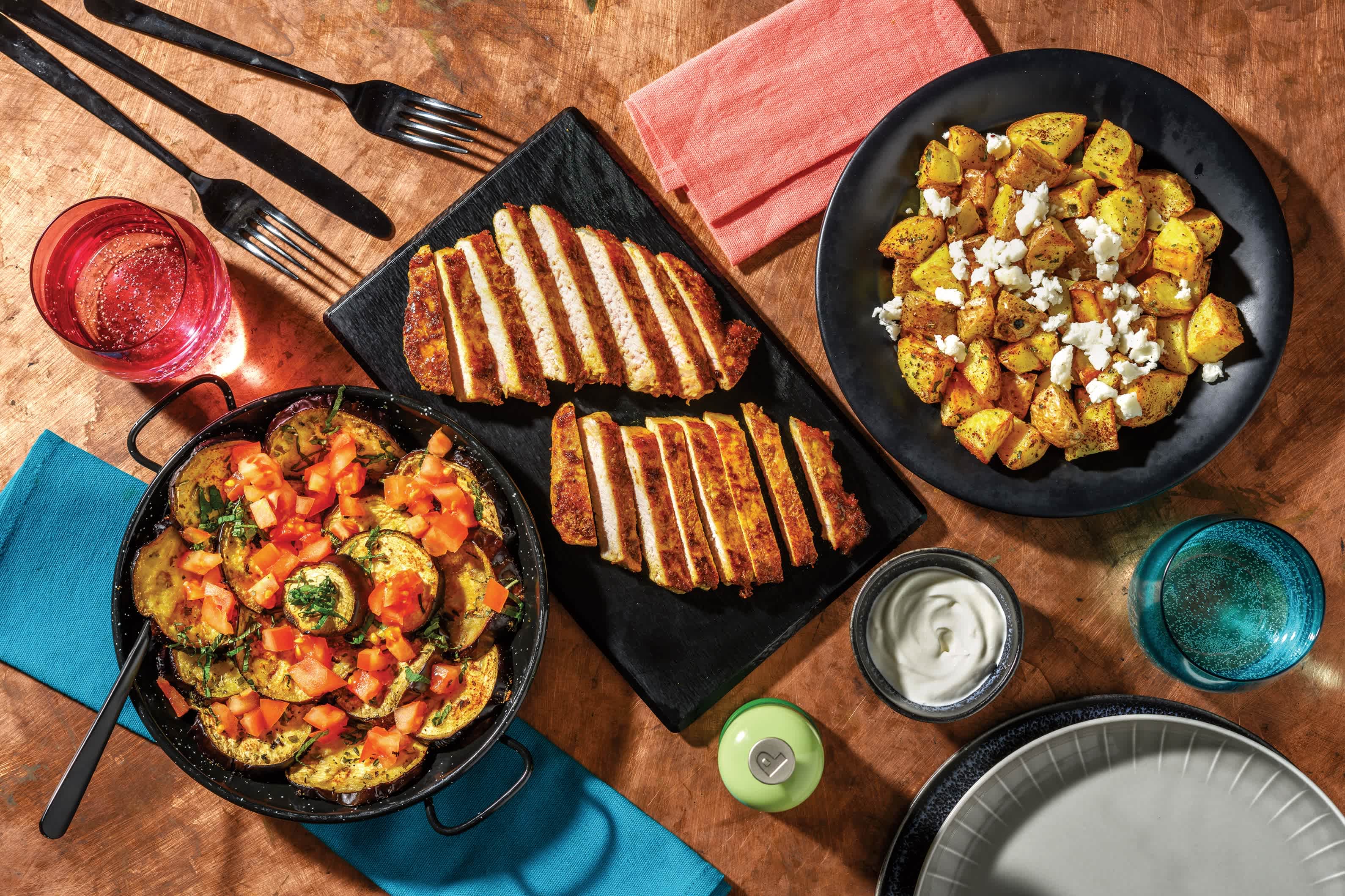 Middle Eastern Pork & FetaSumac Potatoes Recipe HelloFresh