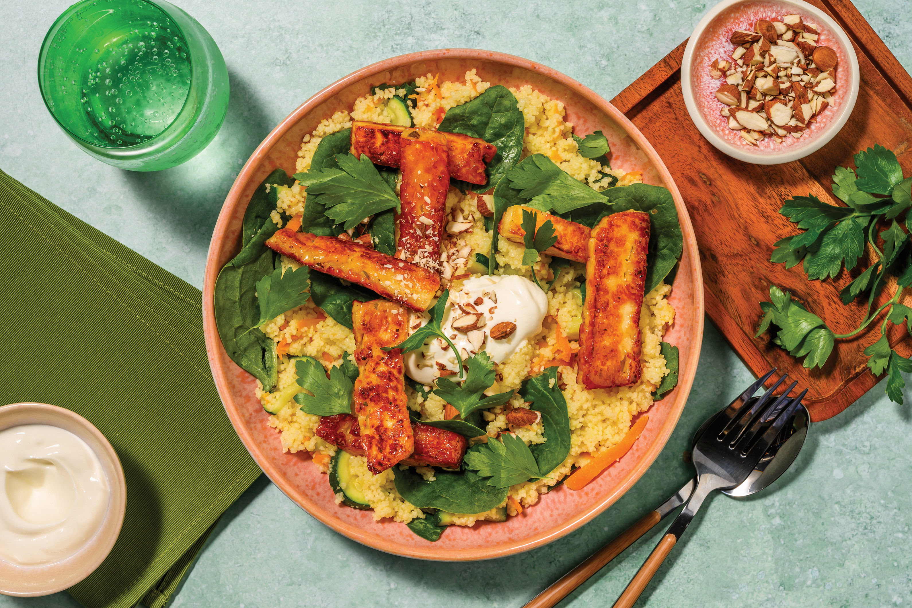 Honey Haloumi & Fluffy Veggie Couscous Recipe HelloFresh