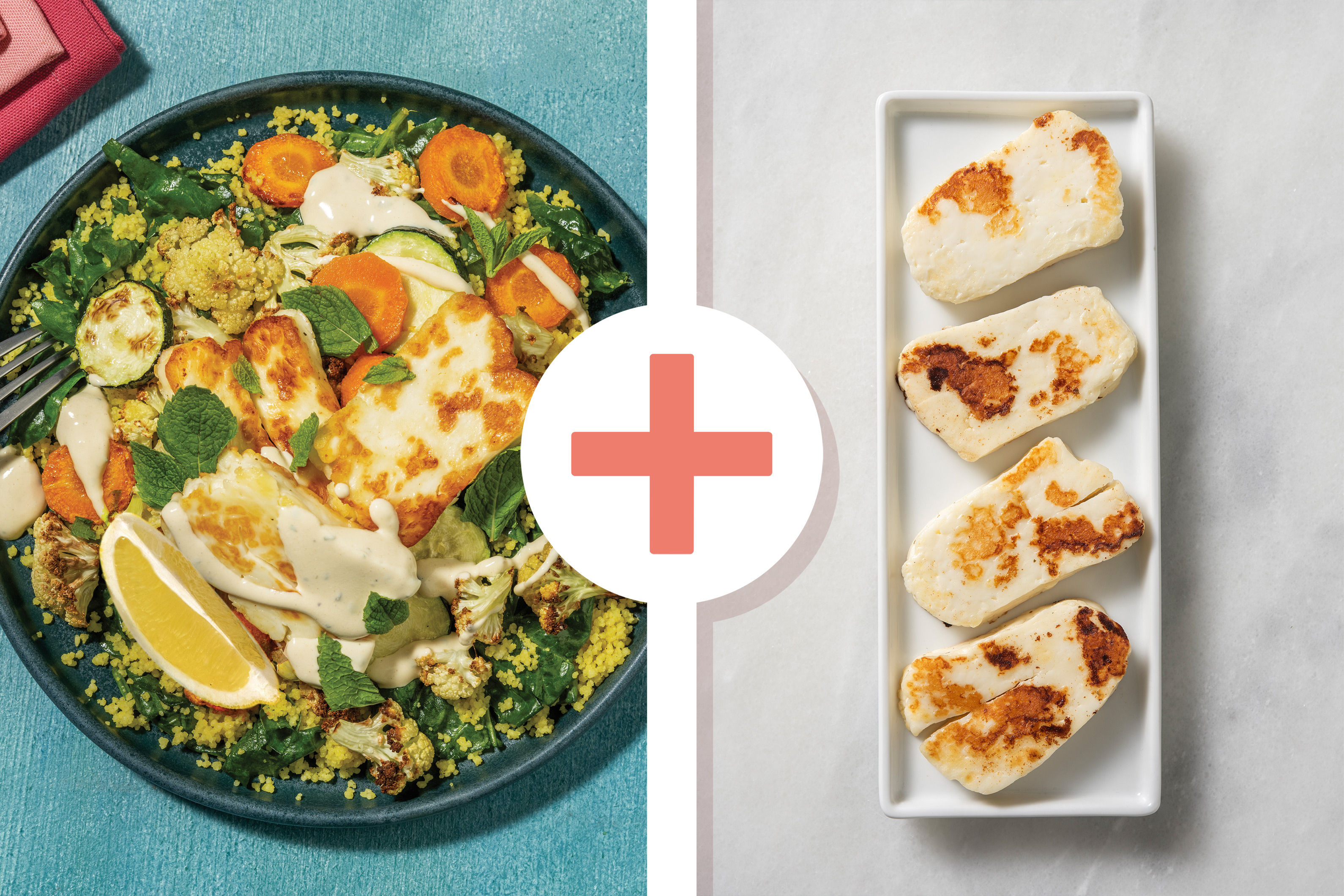 Double Glazed Haloumi & Moroccan Spiced Couscous Recipe HelloFresh