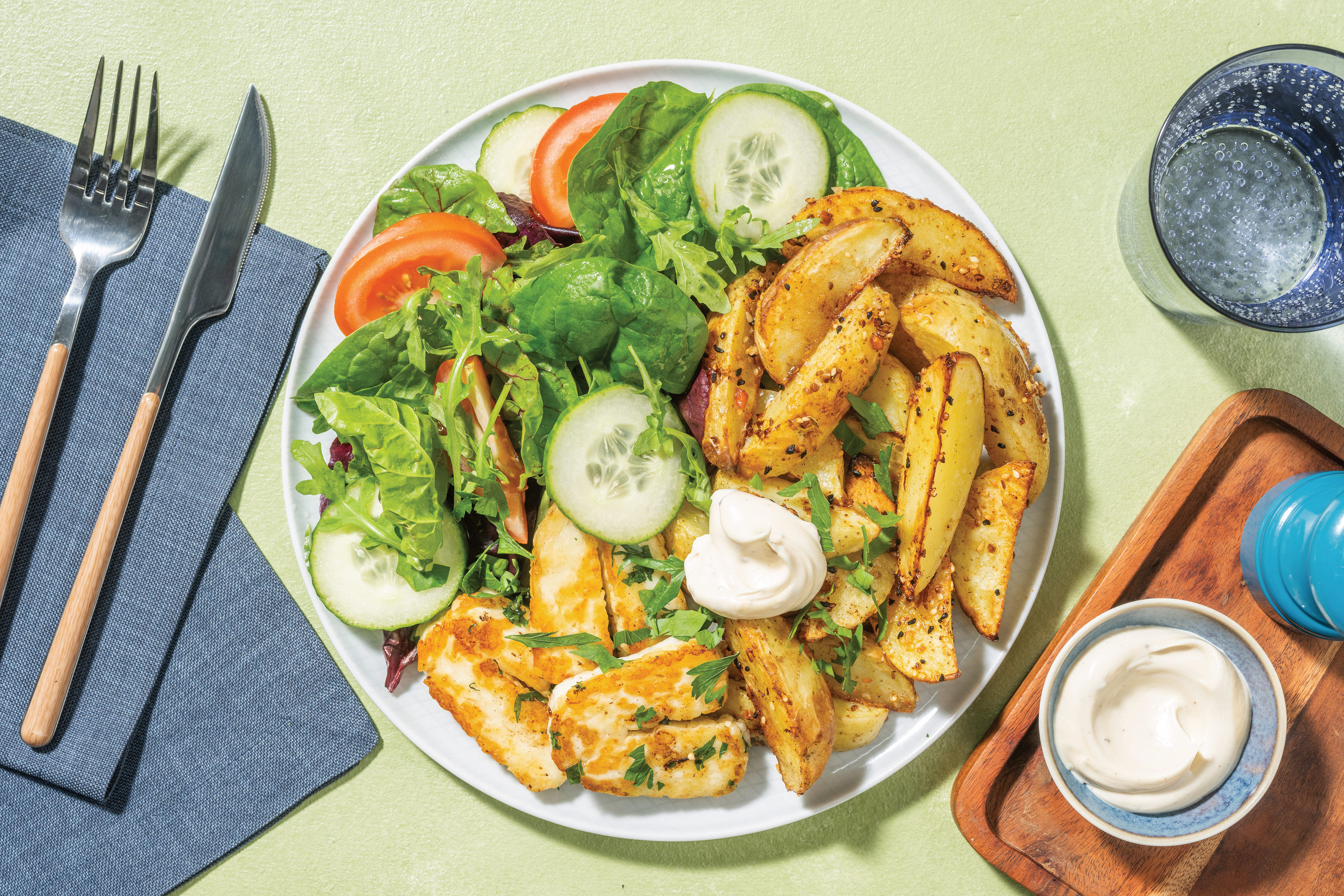 Easy Herby Haloumi & Dukkah Potato Wedges Recipe HelloFresh