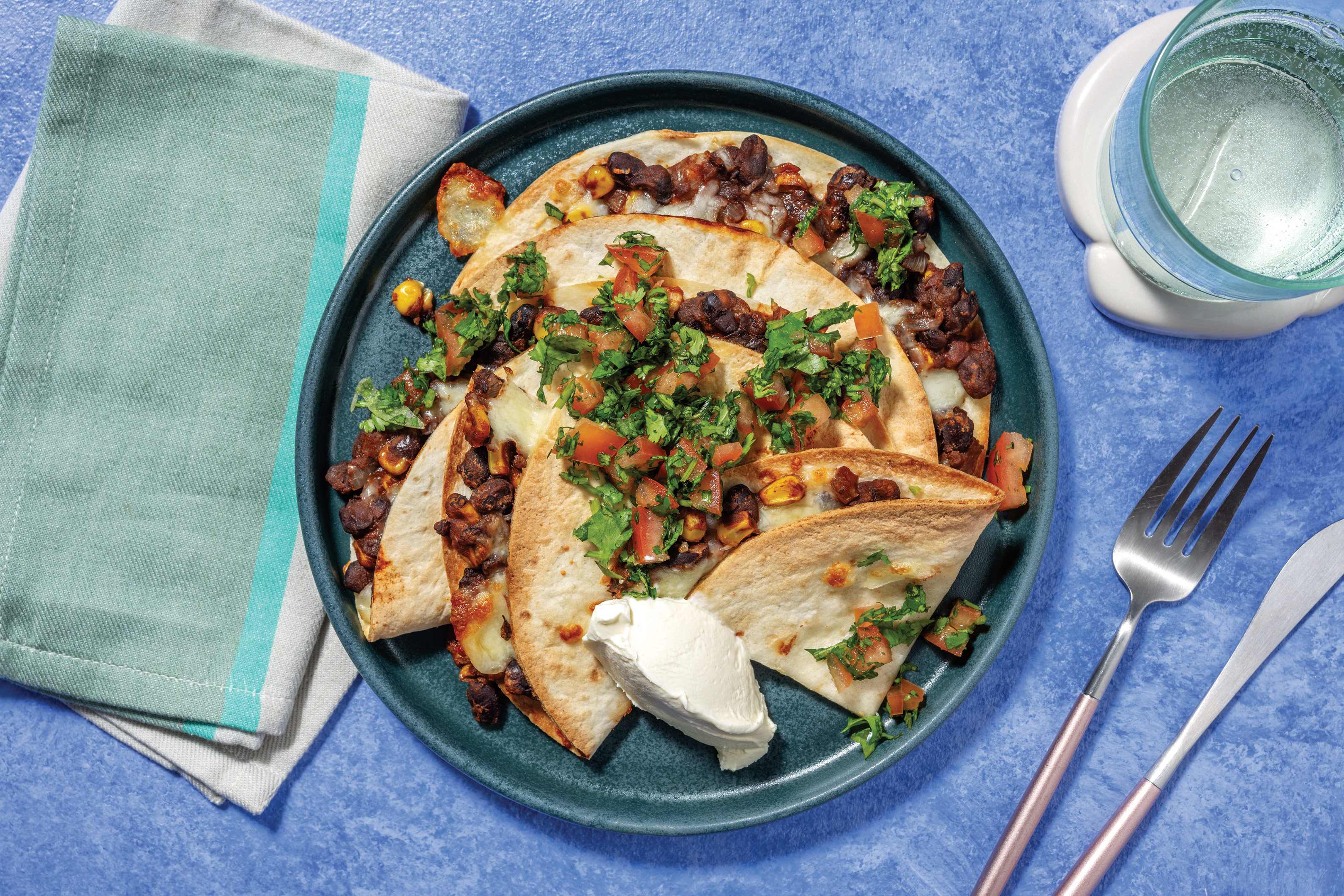 Fiery Smashed Black Bean & Veggie Quesadillas Recipe HelloFresh