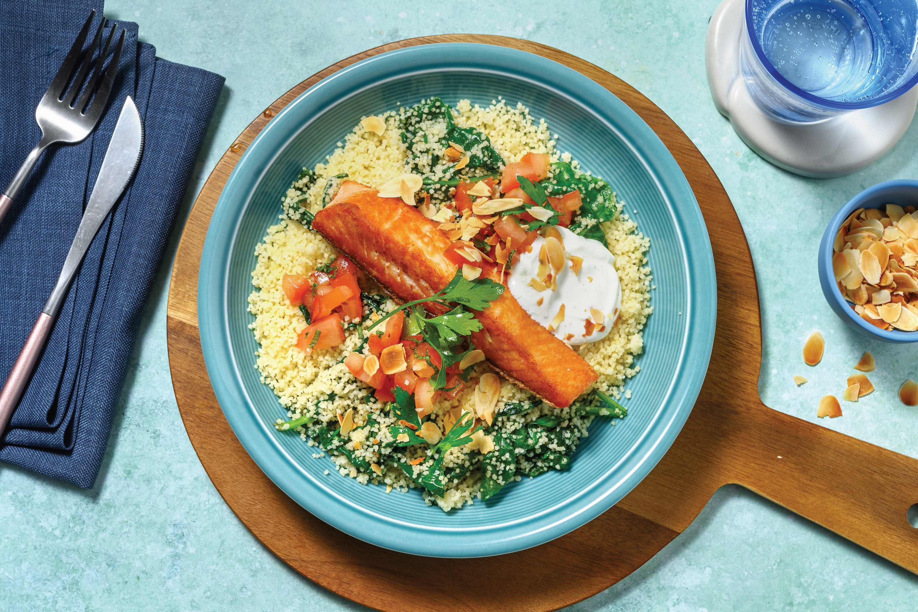 Seared Salmon & Spinach Couscous Recipe HelloFresh