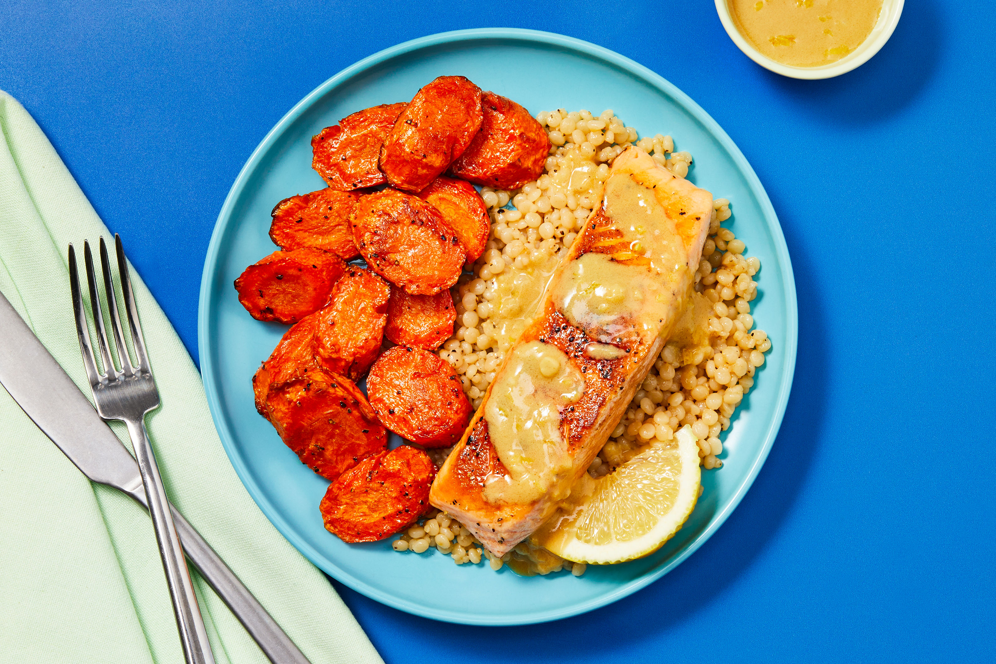 Seared Salmon with Lemon Dijon Sauce